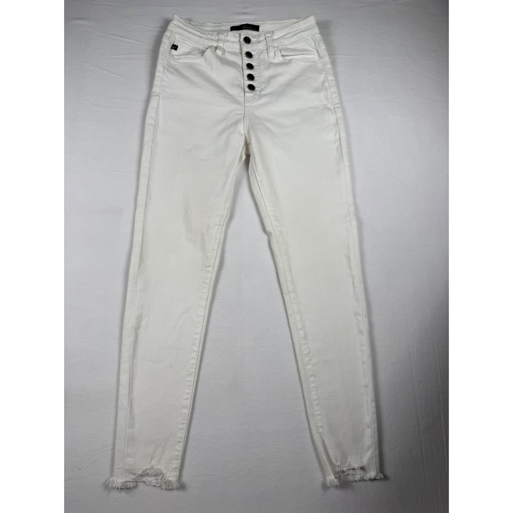 KanCan High Rise Skinny Jeans‎ 26 White Button Fly Raw Hem Distressed KC7273WT